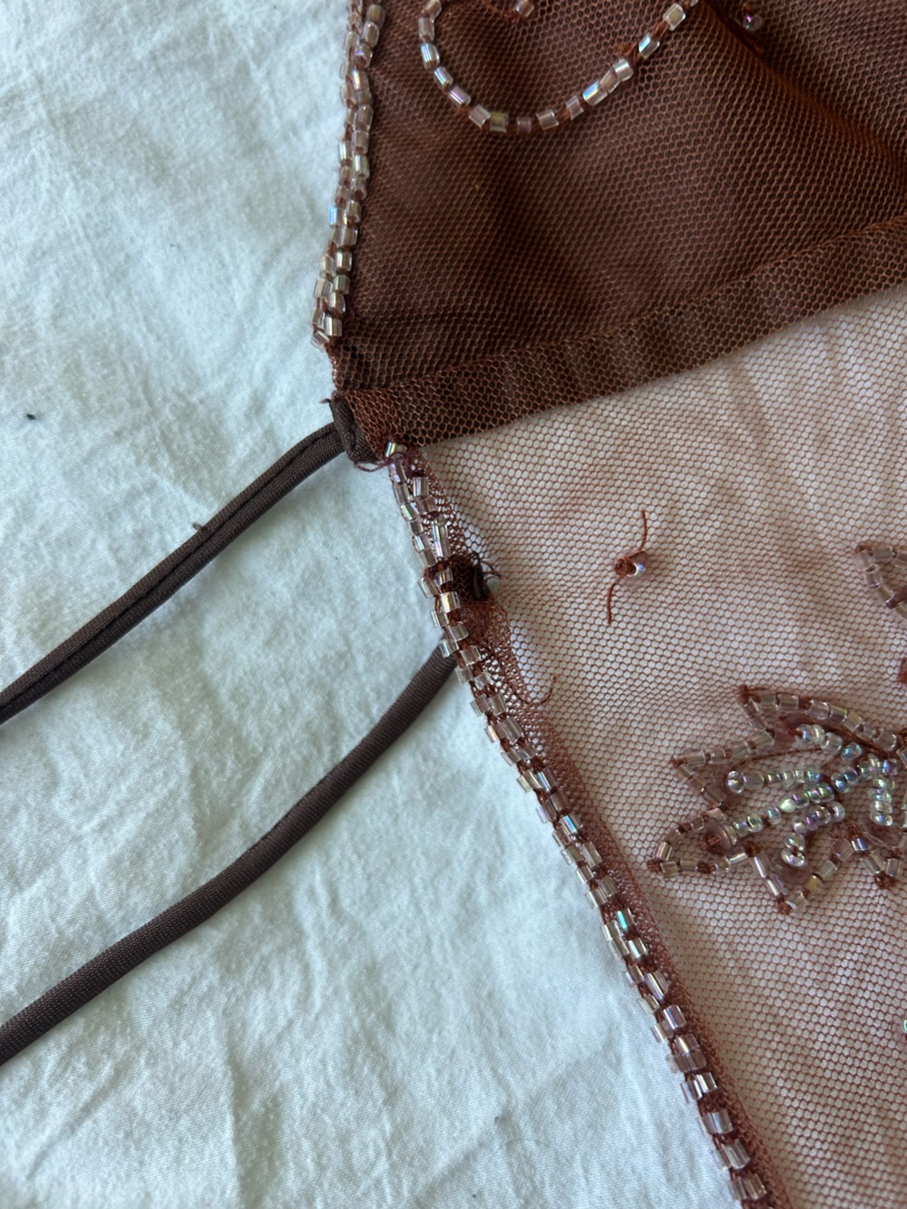 Y2K Brown Beaded Halter Top By Speed Limit NYC - Picture 4 of 10